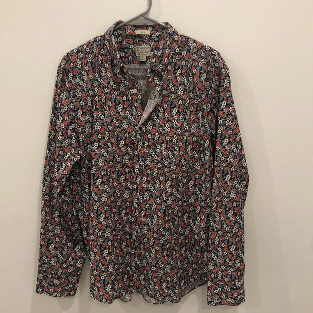 Stretch Secret Wash Organic Cotton Poplin mens floral button down 🌺 - Picture 3 of 9